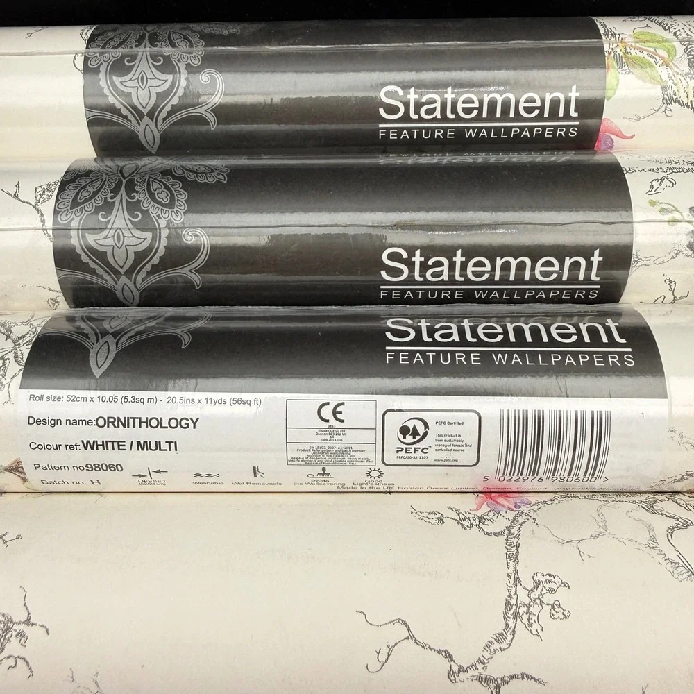 Holden Decor Statement Ornithology White/Multi Wallpaper 4 Rolls Bird Nature